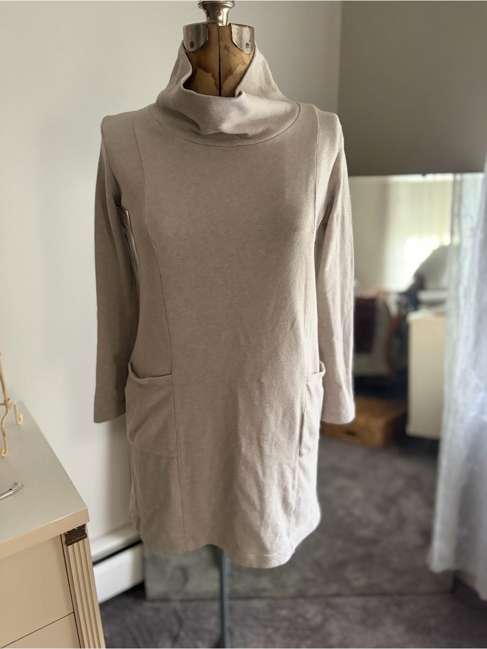 JJill Pure Taupe Cowl Neck Tunic/Dress - Women